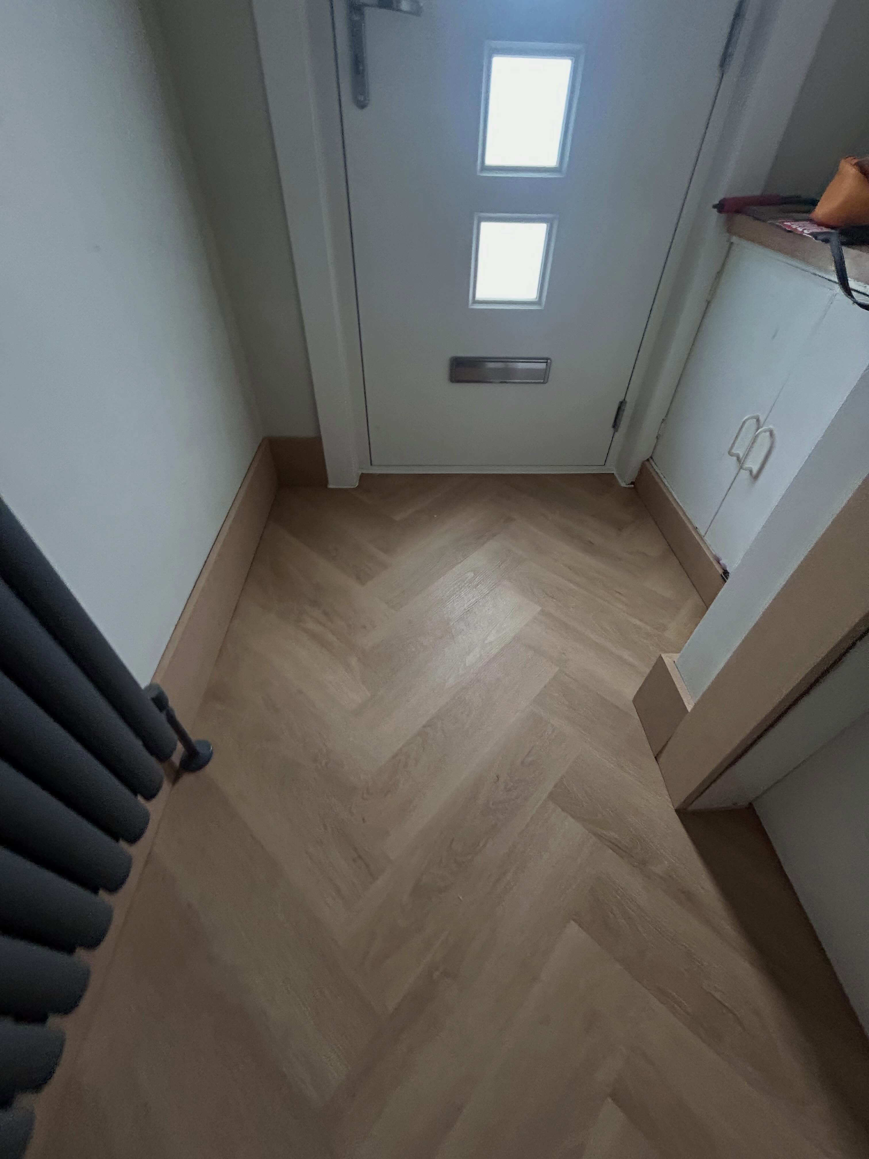 Complete herringbone floor with new skirting and facings