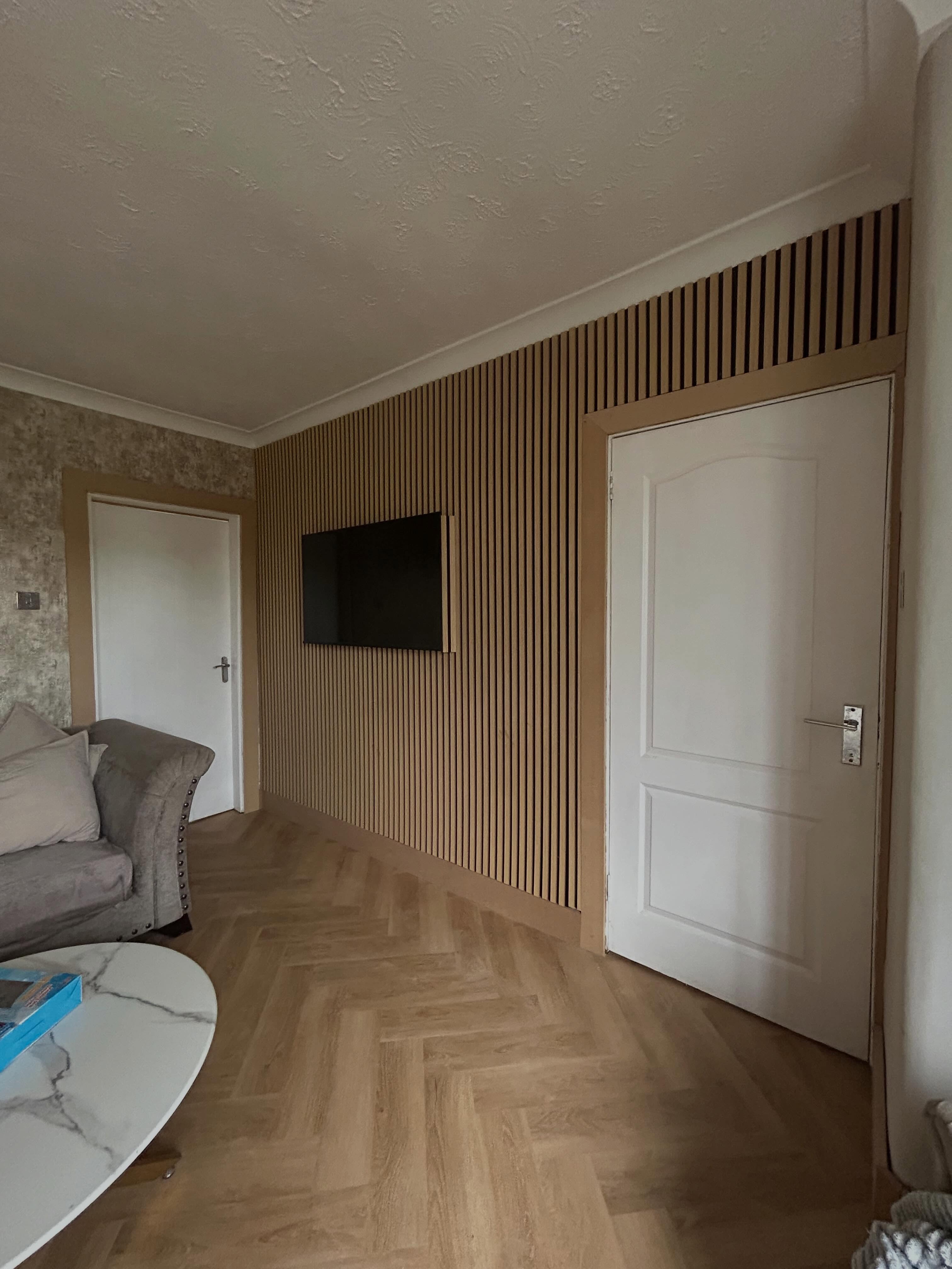 Completed herringbone floor with custom facings in Bellshill