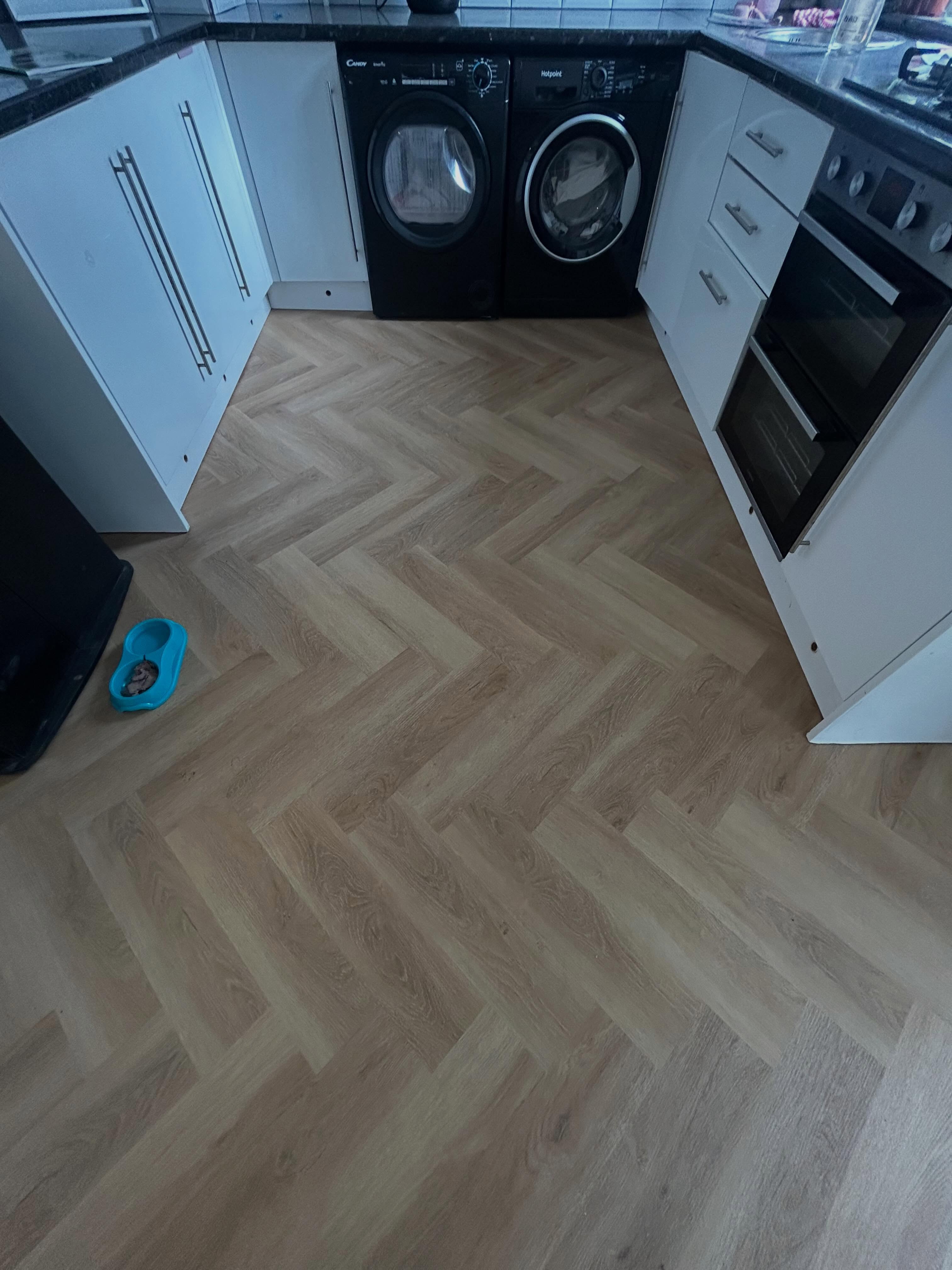 Finished herringbone floor project in Bellshill