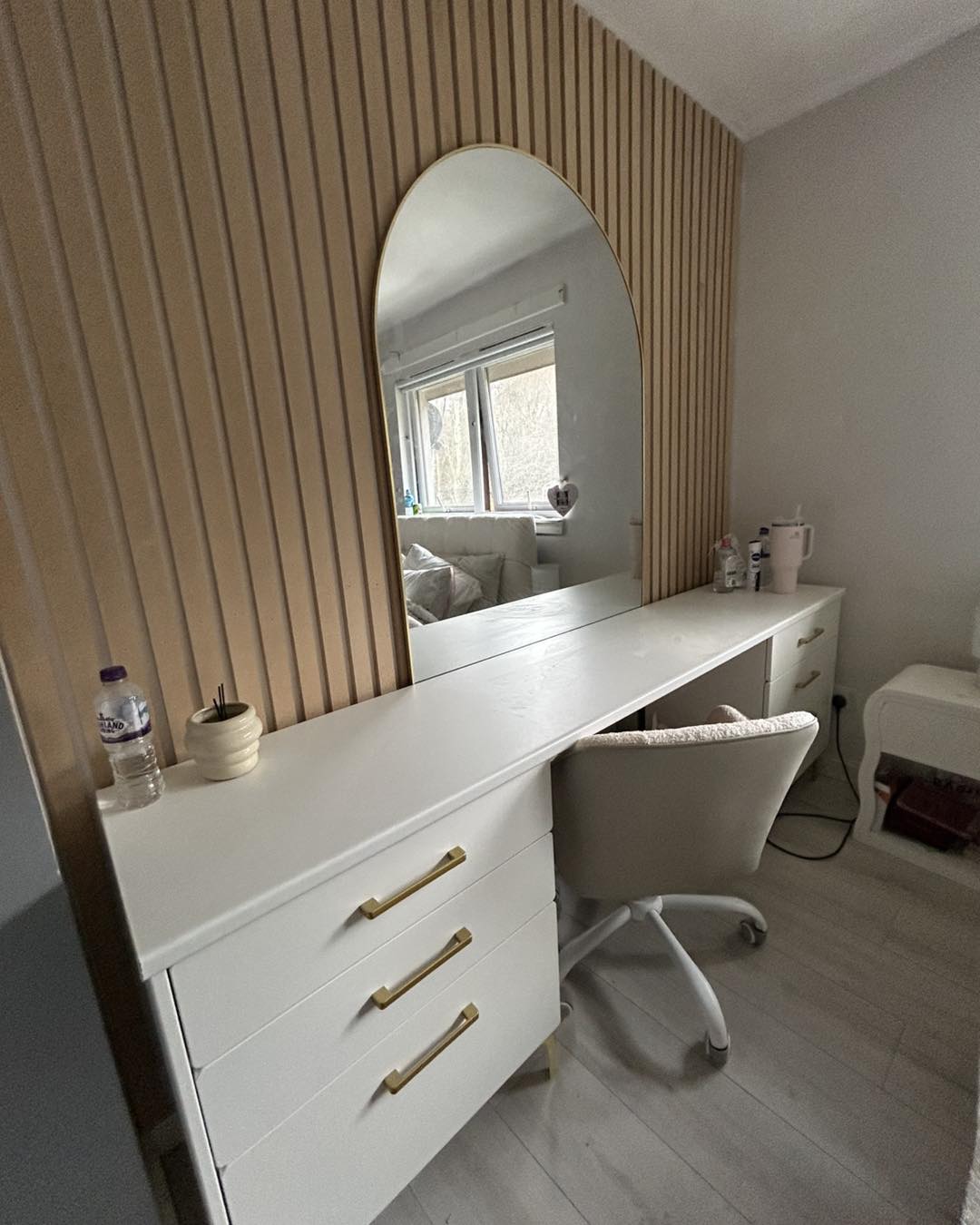 Custom strip paneling with mirror installation