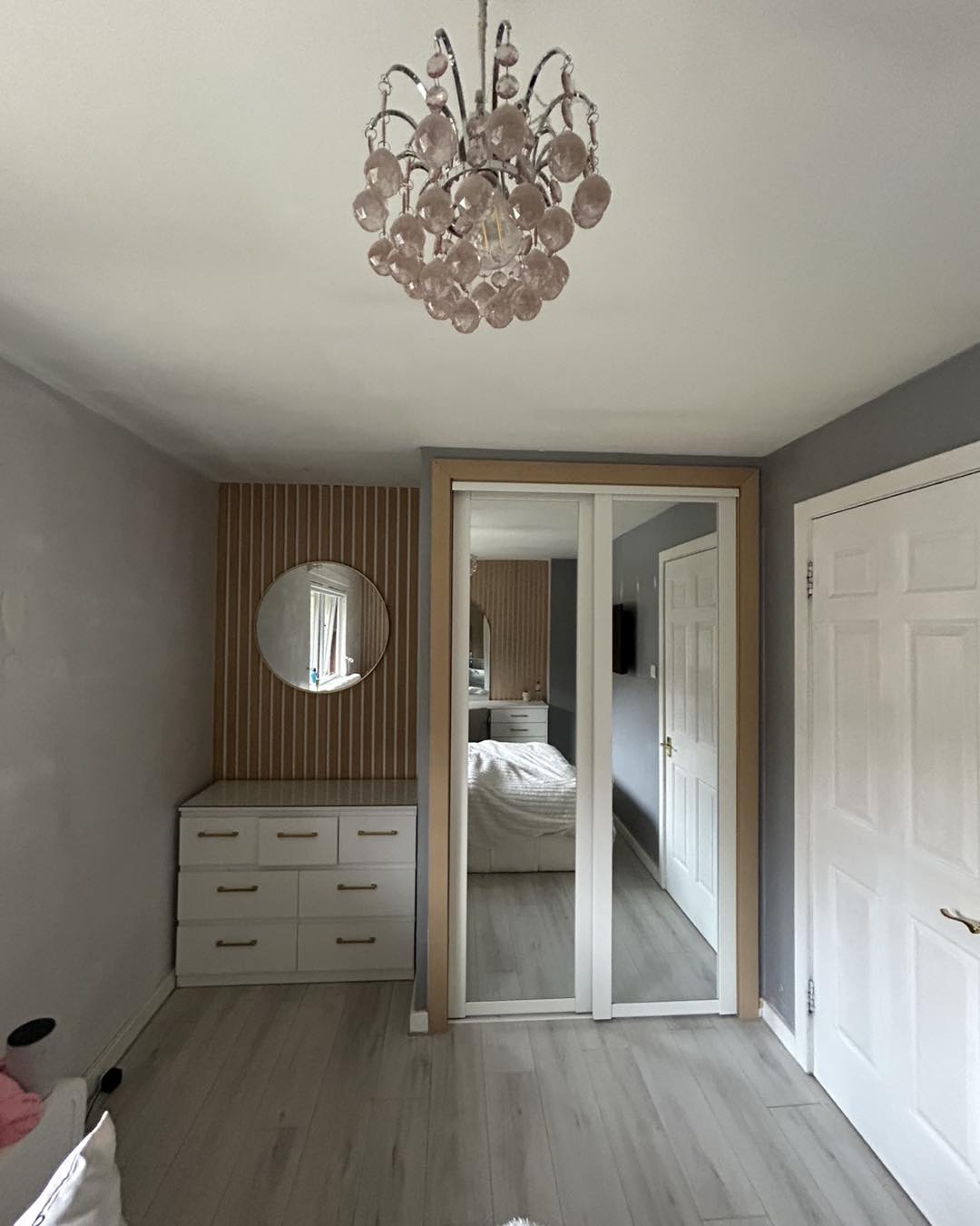 Completed strip paneling and mirror bedroom upgrade