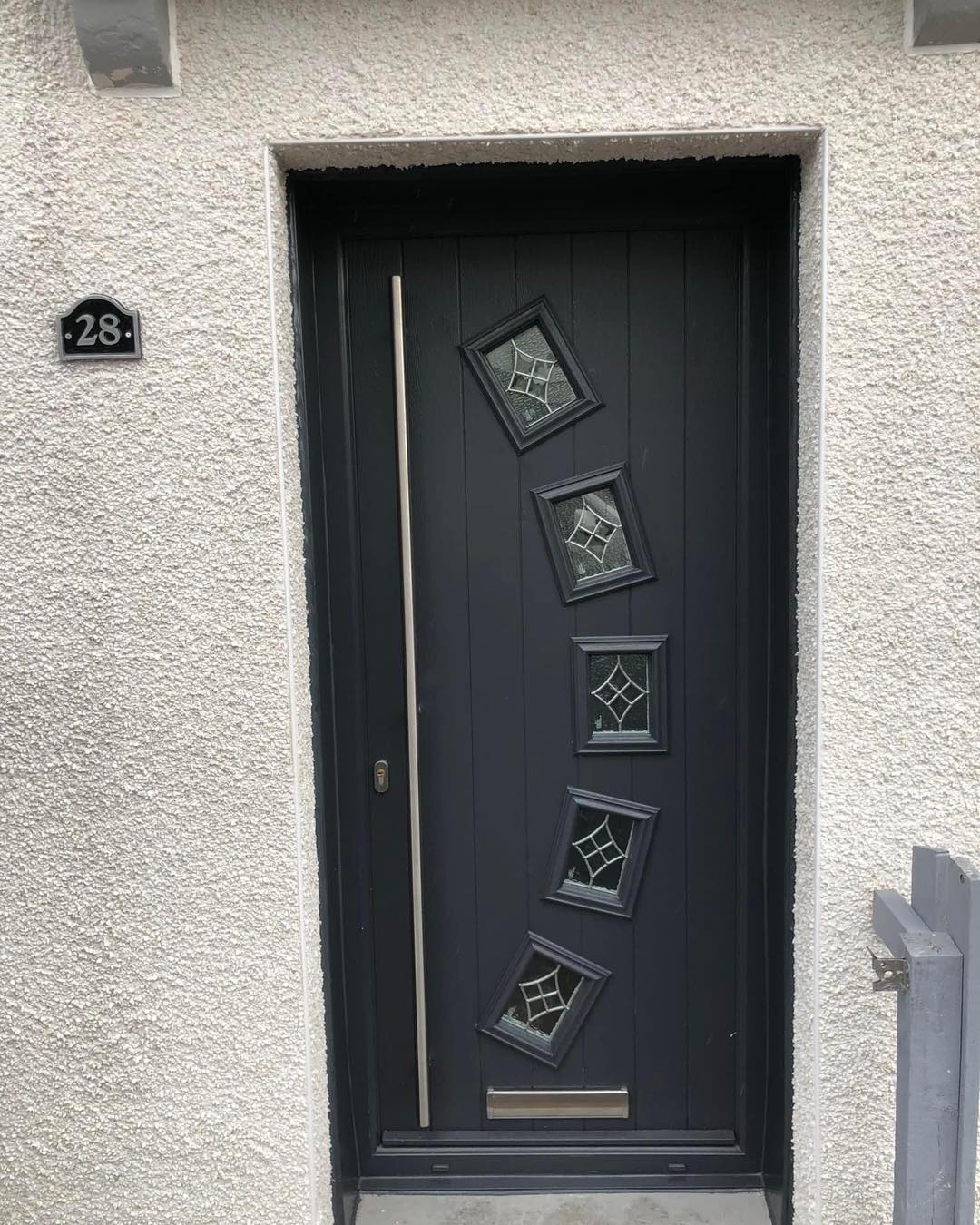 Professional composite door fitting with security features